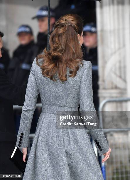 Catherine, Duchess of Cambridge accompanied by Prince William, Duke of Cambridge attends the UK Holocaust Memorial Day Commemorative Ceremony in...