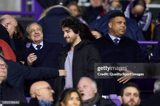 Ronaldo Nazario of Real Valladolid CF Florentino Perez of Real Madrid CF during the Liga match between Real Valladolid CF and Real Madrid CF at Jose...