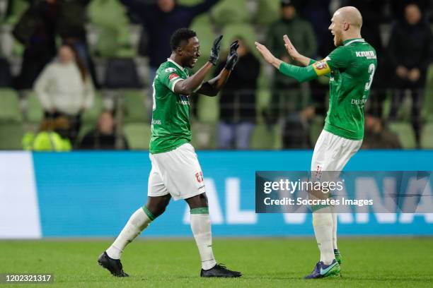 Robin Polley of FC Dordrecht, 1-0, Daniel Breedijk of FC Dordrecht during the Dutch Keuken Kampioen Divisie match between FC Dordrecht v De...