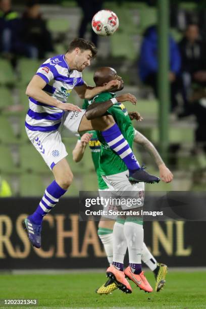 Ted van de Pavert of De Graafschap, Danzell Gravenberch of FC Dordrecht during the Dutch Keuken Kampioen Divisie match between FC Dordrecht v De...