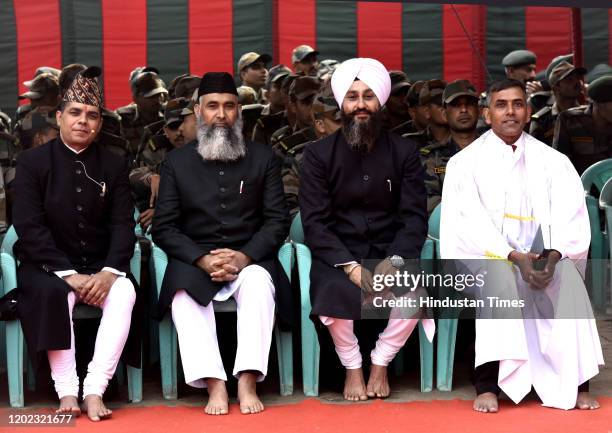 Clerics of the four major faiths -- Hindu, Muslim, Sikh and Christian -- during the foundation ceremony for the proposed Thal Sena Bhawan by Defence...