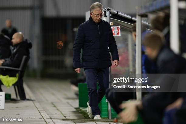 Coach Harry van der Ham of FC Dordrecht during the Dutch Keuken Kampioen Divisie match between FC Dordrecht v De Graafschap at the Riwal Hoogwerkers...