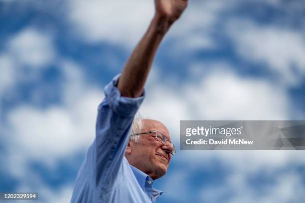 Democratic presidential candidate Sen. Bernie Sanders holds a Get Out the Early Vote rally on February 21, 2020 in Santa Ana, California. Sanders is...