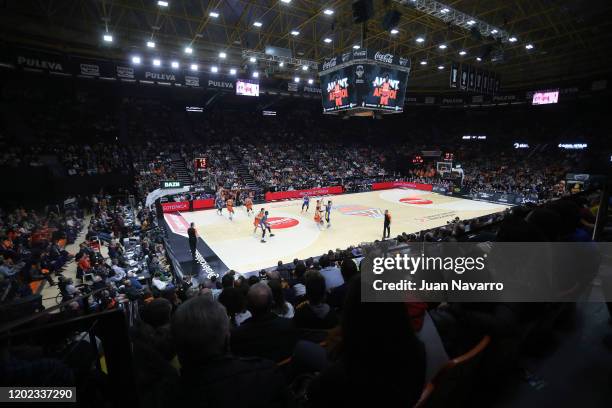 La Fonteta Arena during the 2019/2020 Turkish Airlines EuroLeague Regular Season Round 25 match between Valencia Basket and Maccabi Fox Tel Aviv at...