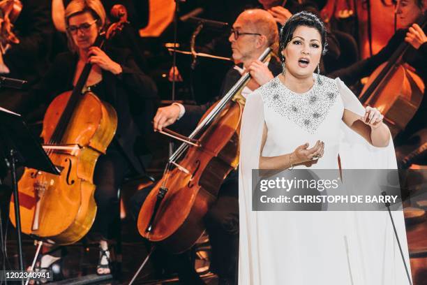 Russian opera soprano singer Anna Netrebko performs during the 27th annual Victoires de la musique classique ceremony at the l'Arsenal de Metz, in...