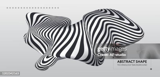 black and white abstract blob design. three dimensional. - distorted stock illustrations