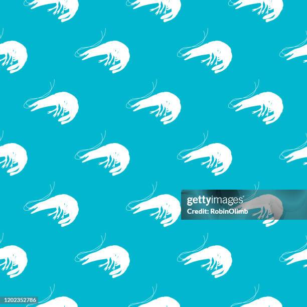 shrimp seamless pattern - prawn stock illustrations