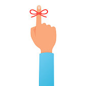 Finger with a Red Ribbon Flat Style Vector Illustration