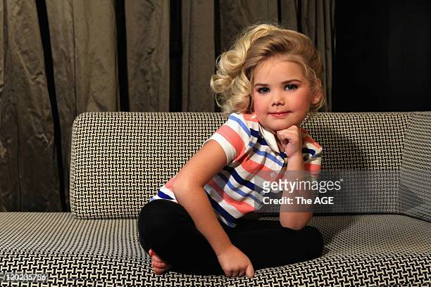 Eden Wood, six-year-old child pageant superstar from the United States, is photographed in Melbourne. Eden was to participate in the Universal Royal...