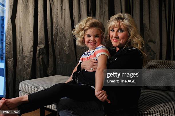 Eden Wood, six-year-old child pageant superstar from the United States, is photographed with her mother, Mickie Wood, in Melbourne. Eden was to...