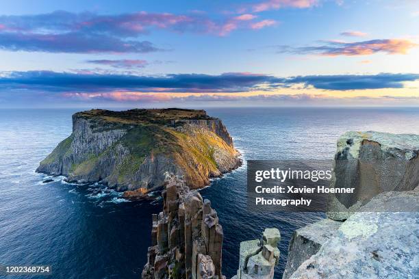 sensational sunset on tasman island - tasman stock pictures, royalty-free photos & images