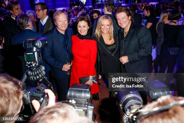 German presenter Sandra Maischberger with her husband Jan Kerhart and German actor Francis Fulton Smith and Claudia Hillmeier attend the Blue Hour...