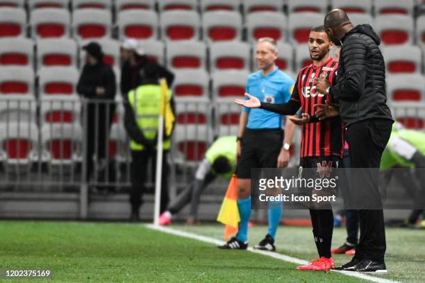 Patrick VIEIRA head coach of Nice and Alexis CLAUDE-MAURICE Alexis CLAUDE-MAURICE of Nice during the Ligue 1 match between OGC Nice and Brest on...