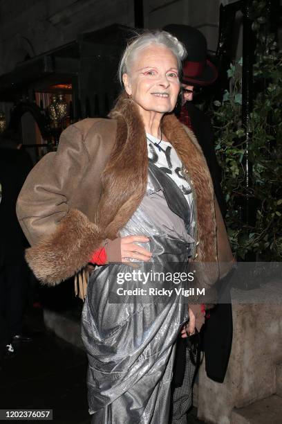 Dame Vivienne Westwood seen attending Country & Town House: Great British Brands - party at Annabel's on January 27, 2020 in London, England.