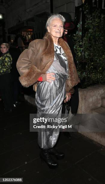 Dame Vivienne Westwood seen attending Country & Town House: Great British Brands - party at Annabel's on January 27, 2020 in London, England.