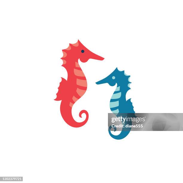 stockillustraties, clipart, cartoons en iconen met nautisch icoon - zeepaardje - sea horse