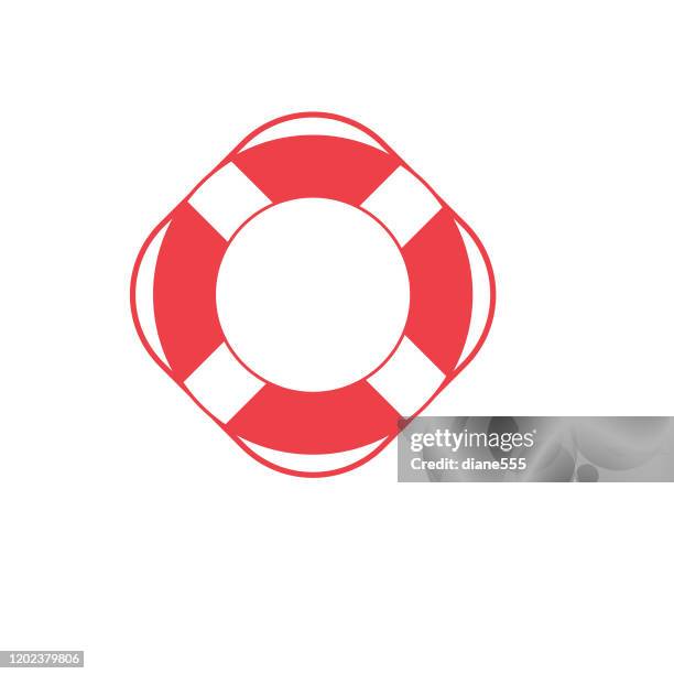 nautical icon - life preserver ring - floating on water stock illustrations