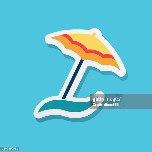 nautical icon sticker - beach umbrella - umbrella logo stock illustrations