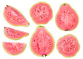 Isolated cut guava fruits
