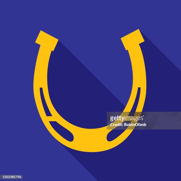 gold lucky horseshoe icon - horseshoe stock illustrations