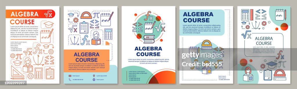 Algebra Course Math Lessons Brochure Template Layout Flyer Booklet ...