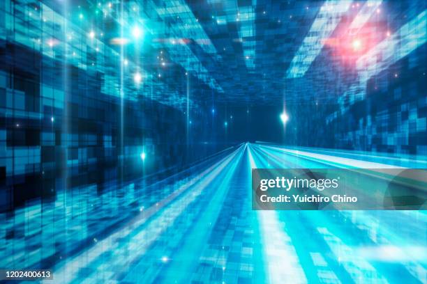 abstract futuristic technology tunnel and network - web traffic stock pictures, royalty-free photos & images