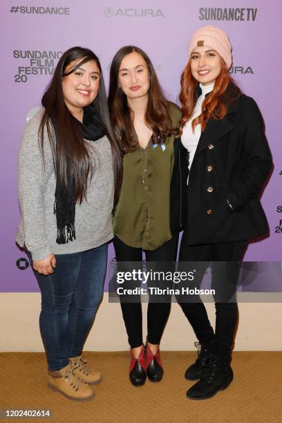 Monica Betancourt , Patricia Vidal Delgado and Kailei Lopez attend the 2020 Sundance Film Festival - "La Leyenda Negra" Premiere at Egyptian Theatre...