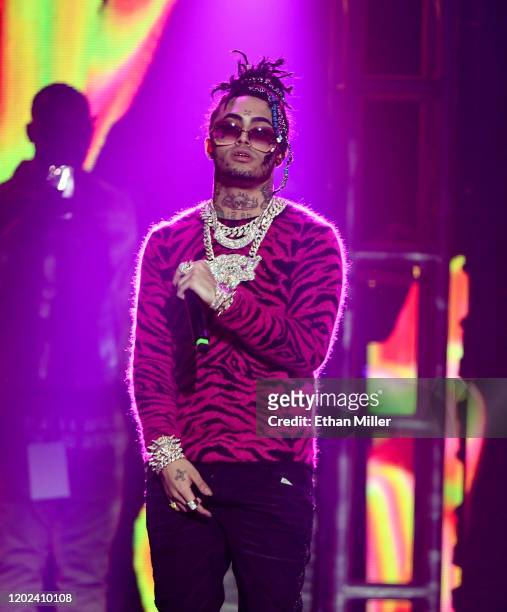 Rapper Lil Pump performs during the 2020 Adult Video News Awards at The Joint inside the Hard Rock Hotel & Casino on January 25, 2020 in Las Vegas,...