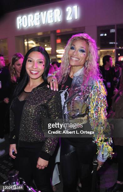 Briana Decoster and Alicia Marie attend A Night of Music and Mayhem in "Harleywood," hosted by the cast of "Bird Of Prey " held at Hollywood and...