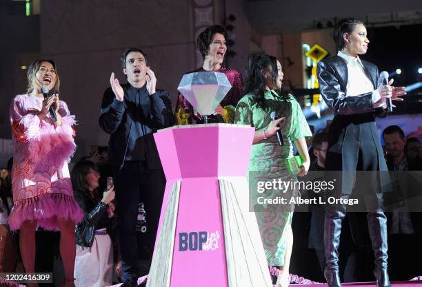 Cathy Yan, Chris Messina, Mary Elizabeth Winstead, Ella Jay Basco and Jurnee Smollett-Bell attend A Night of Music and Mayhem in "Harleywood," hosted...