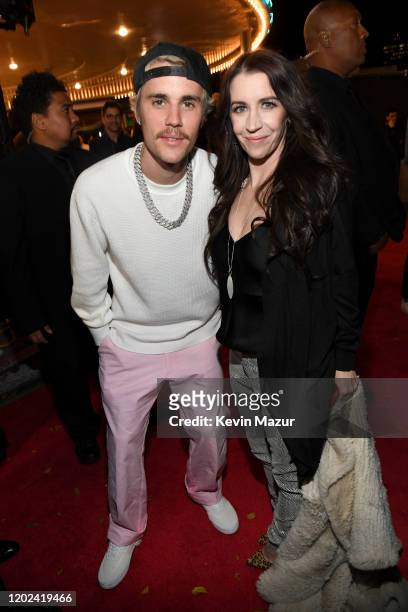 Justin Bieber and Pattie Mallette attend YouTube Originals "Justin Bieber: Seasons" premiere at Regency Bruin Theater on January 27, 2020 in...