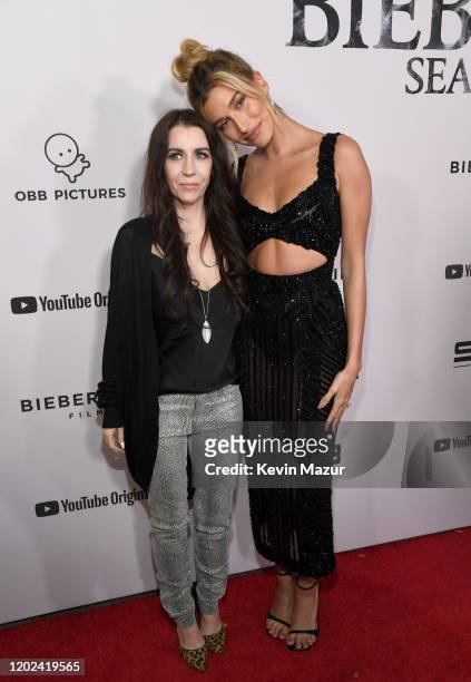 Pattie Mallette and Hailey Rhode Bieber attend YouTube Originals "Justin Bieber: Seasons" premiere at Regency Bruin Theater on January 27, 2020 in...