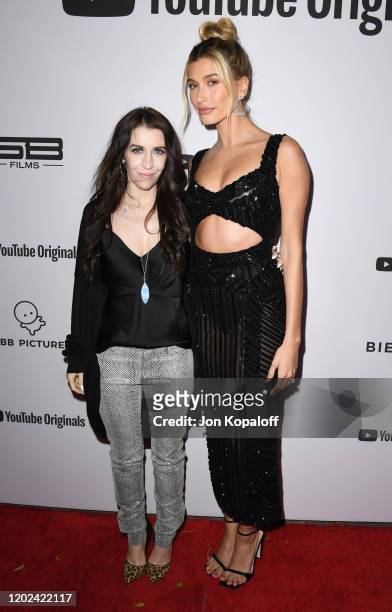 Pattie Mallette and Hailey Bieber attend the premiere of YouTube Originals' "Justin Bieber: Seasons" at Regency Bruin Theatre on January 27, 2020 in...