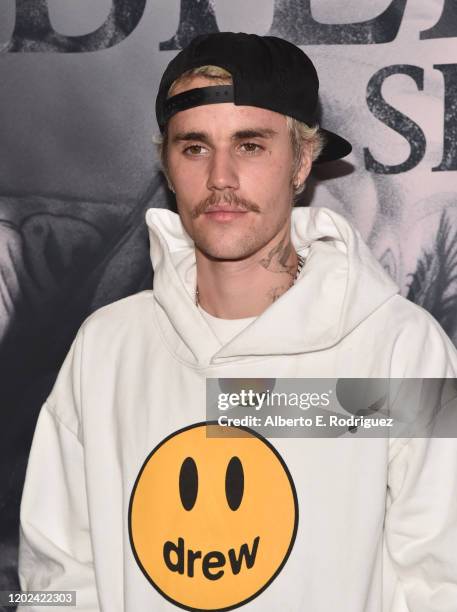 Justin Bieber attends the premiere of YouTube Original's "Justin Bieber: Seasons" at the Regency Bruin Theatre on January 27, 2020 in Los Angeles,...