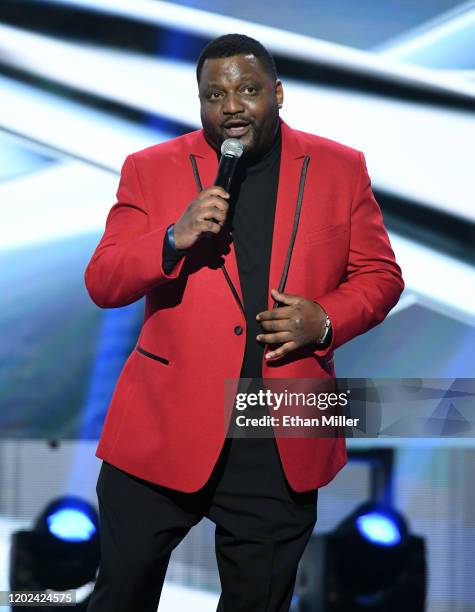 Actor/comedian Aries Spears co-hosts the 2020 Adult Video News Awards at The Joint inside the Hard Rock Hotel & Casino on January 25, 2020 in Las...