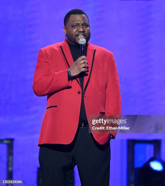 Actor/comedian Aries Spears co-hosts the 2020 Adult Video News Awards at The Joint inside the Hard Rock Hotel & Casino on January 25, 2020 in Las...