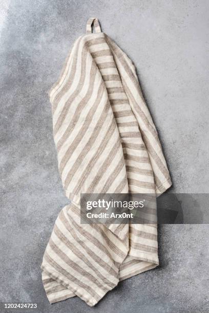 linen kitchen towel with stripes - striped towel stock pictures, royalty-free photos & images