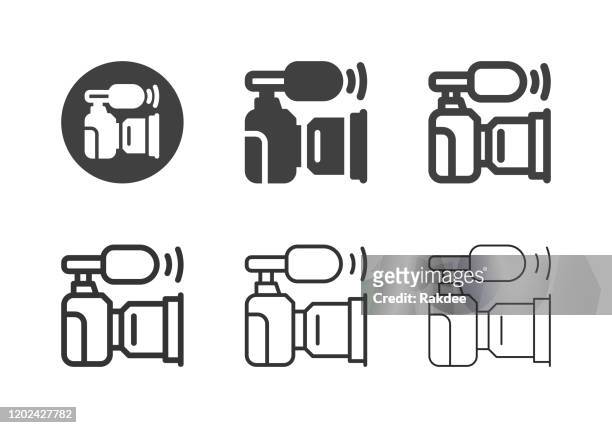 camera mount shotgun mic icons - multi series - point and shoot camera stock illustrations