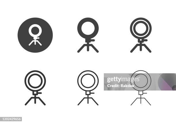 selfie ring light icons - multi series - studio portrait series stock illustrations