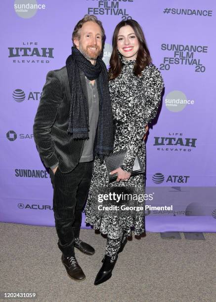 Adam Shulman and Anne Hathaway attends "The Last Thing He Wanted" premiere at Eccles Center Theatre on January 27, 2020 in Park City, Utah.