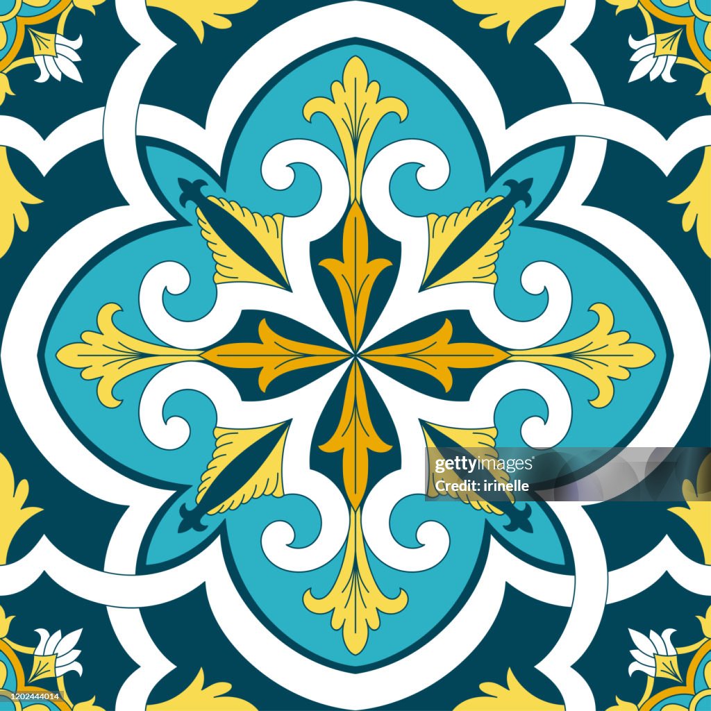 Italian Tile Pattern Border Italian Tile Pattern Vector With Vintage Ornaments Motifs Sicily ...