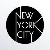 New York city typography design. NYC round banner, poster, sport t-shirt print design and apparels graphic. Vector illustration.