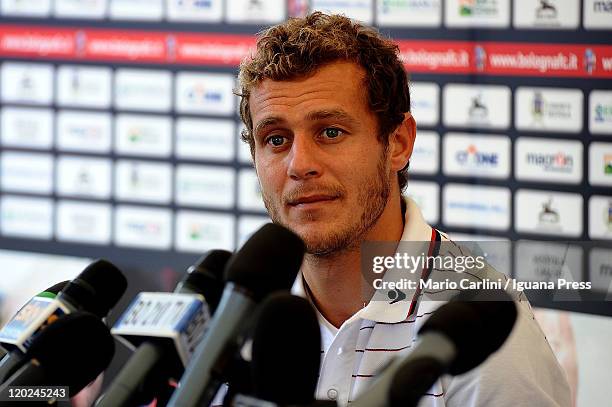 Alessandro Diamanti, the new player of Bologna FC, attends a press conference on August 2, 2011 in Sestola near Modena, Italy.