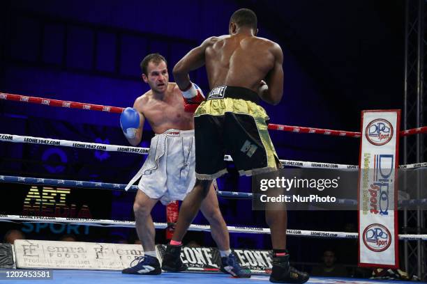 Joshua Nmomah and Slajan Dragisic during their Super Middle bout on February 21, 2020 at Pala San Quirico in Asti, Italy.