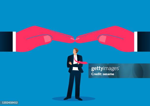 two big hands protecting standing businessman - executive protection stock illustrations