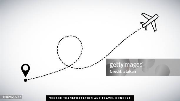 airplane line path vector design. transportation and travel concept. - following map stock illustrations