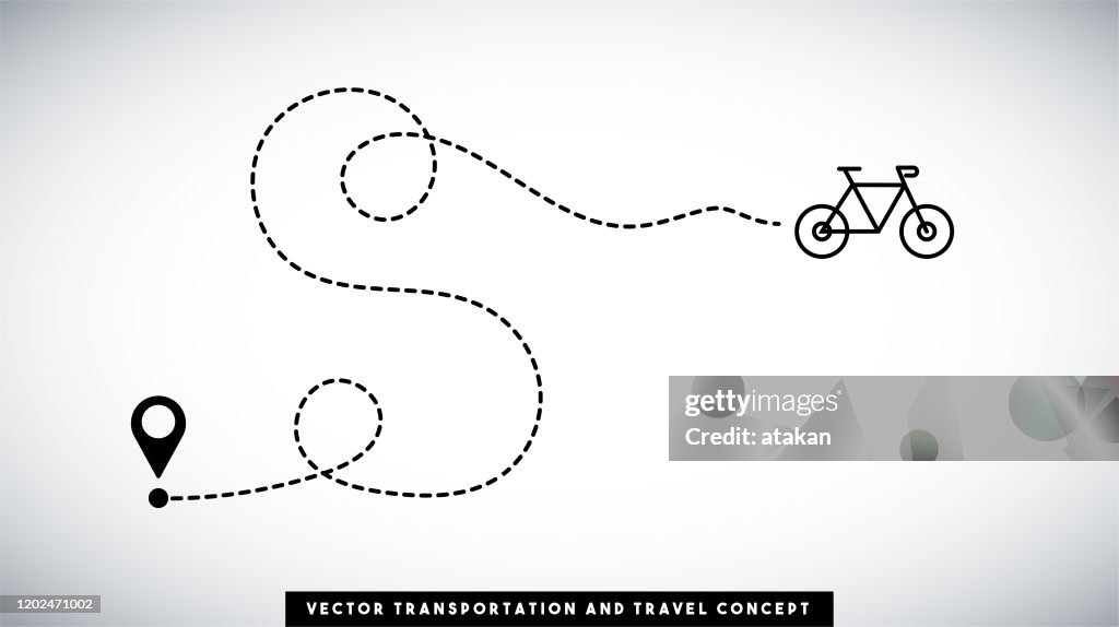 Fietspad pad vector ontwerp. Transport- en reisconcept.