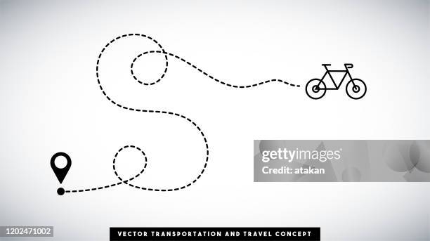 bildbanksillustrationer, clip art samt tecknat material och ikoner med cykel linje väg vektor design. transport- och resekoncept. - enbilsväg
