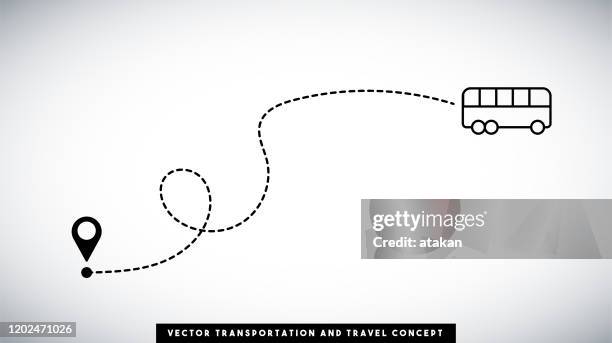 illustrations, cliparts, dessins animés et icônes de conception de vecteur de chemin de ligne de bus. concept de transport et de voyage. - plotting a path