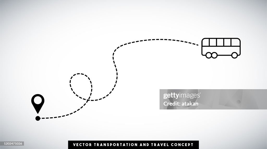 Bus Line Path Vector Design Transportation And Travel Concept High-Res ...